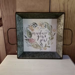 Metal tray home decor